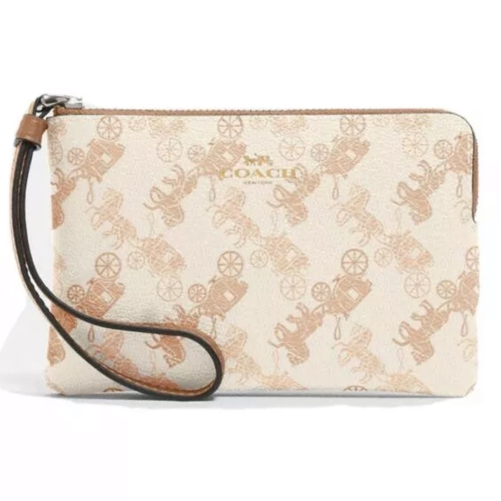 COACH Horse and carriage cream & beige wristlet - Picture 2 of 12